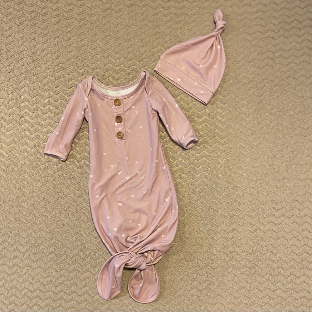 Caden Lane Baby Gown with Matching Hat